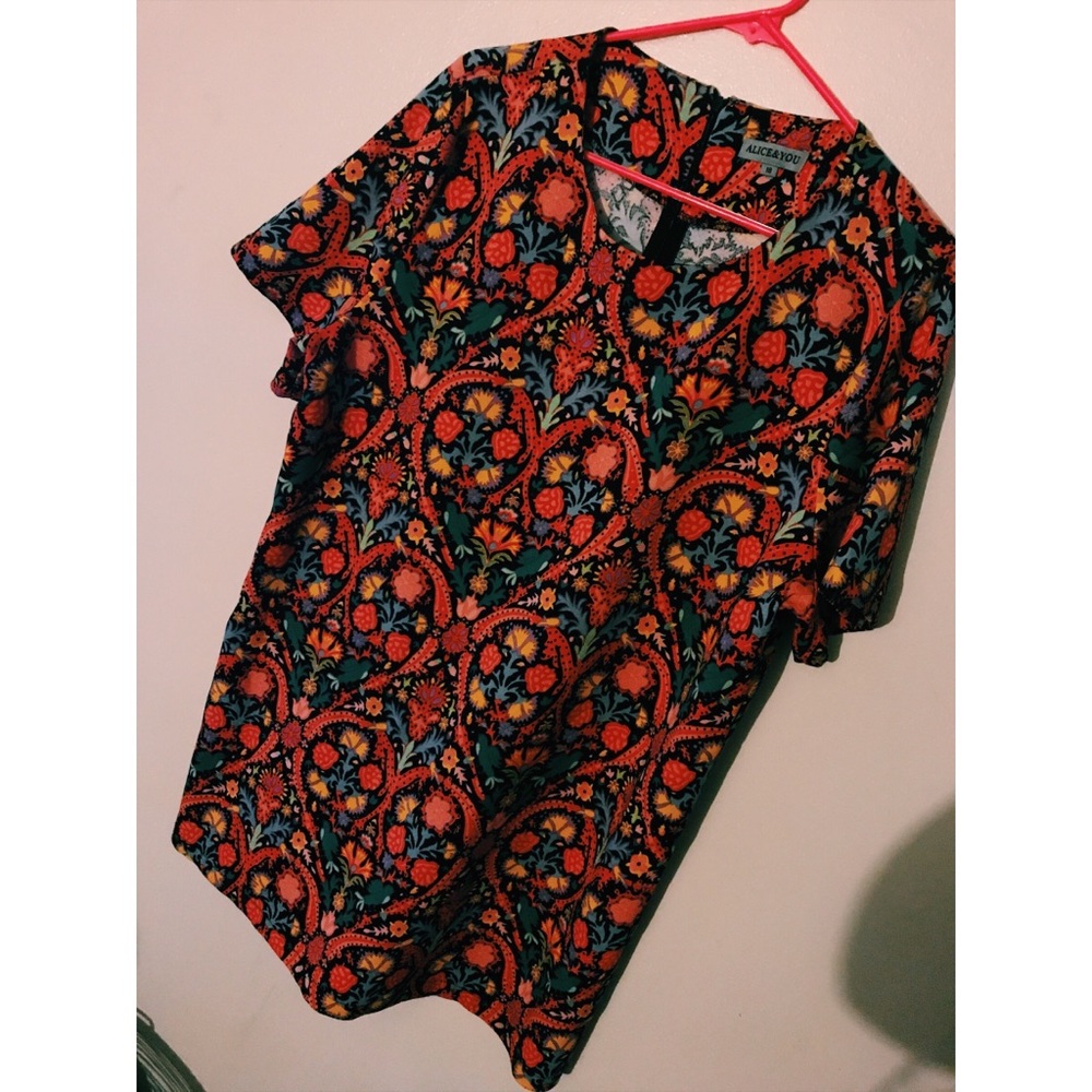 Floral Geometric Mini Shift Dress